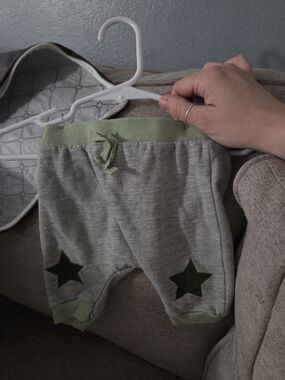 Star Wars Gray Jogger Shorts with Light Green Accents and Dark Green Stars